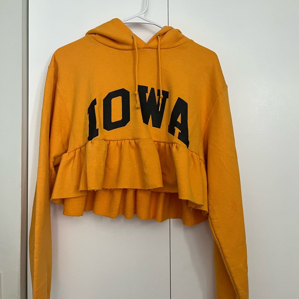 Iowa Hawkeyes Cropped Ruffled Hoodie